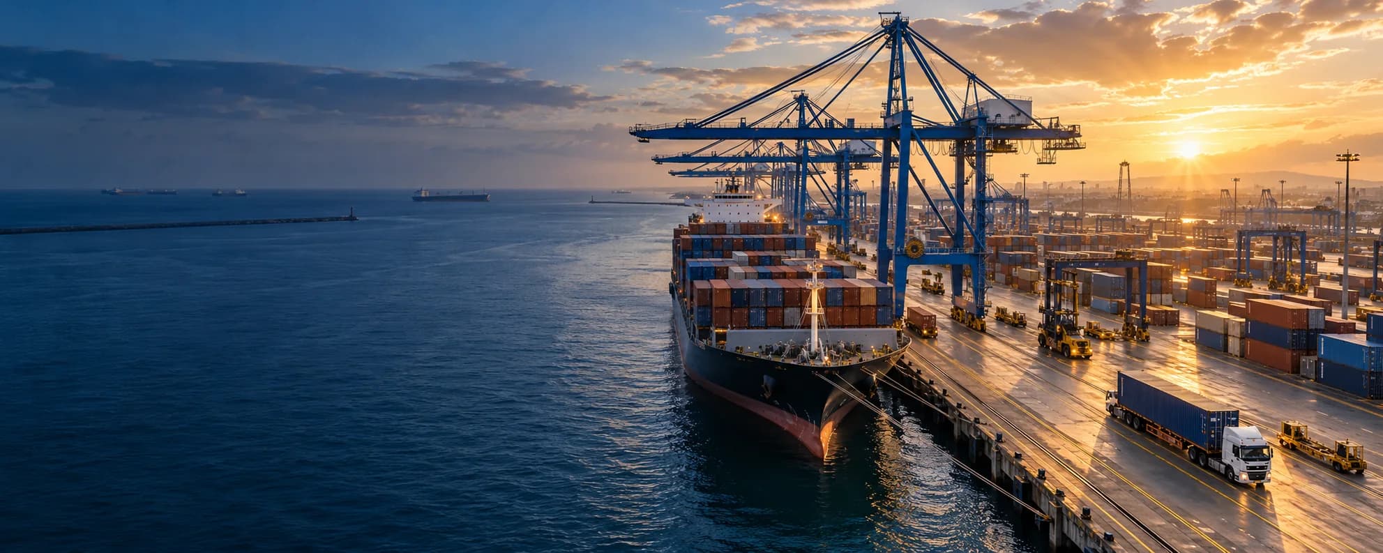 Illustrative sea freight scene